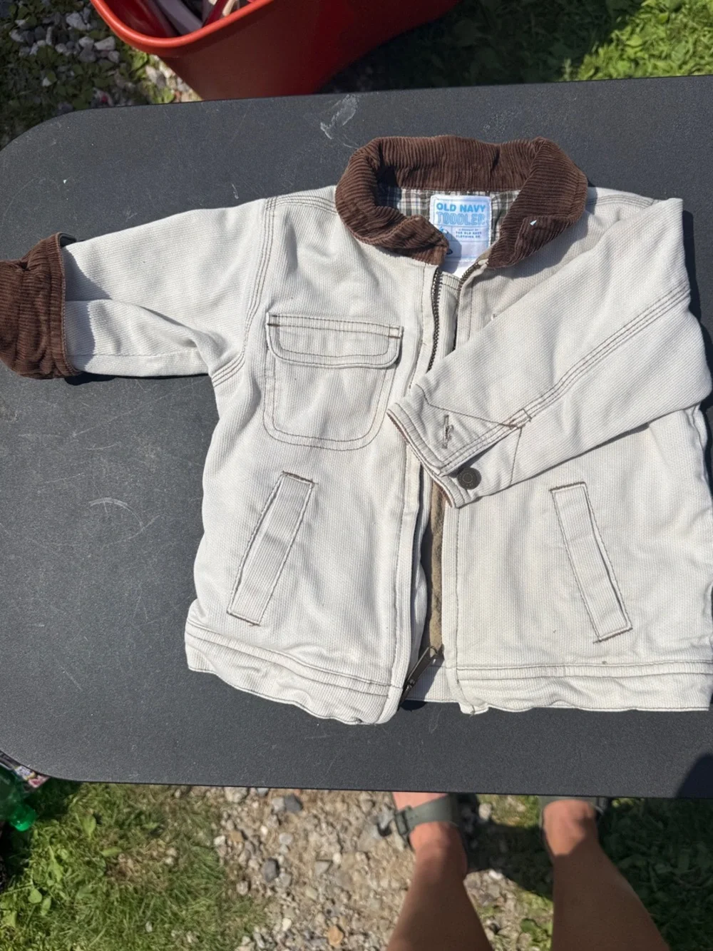 Old Navy Kids Cream Jacket with Brown Corduroy Collar